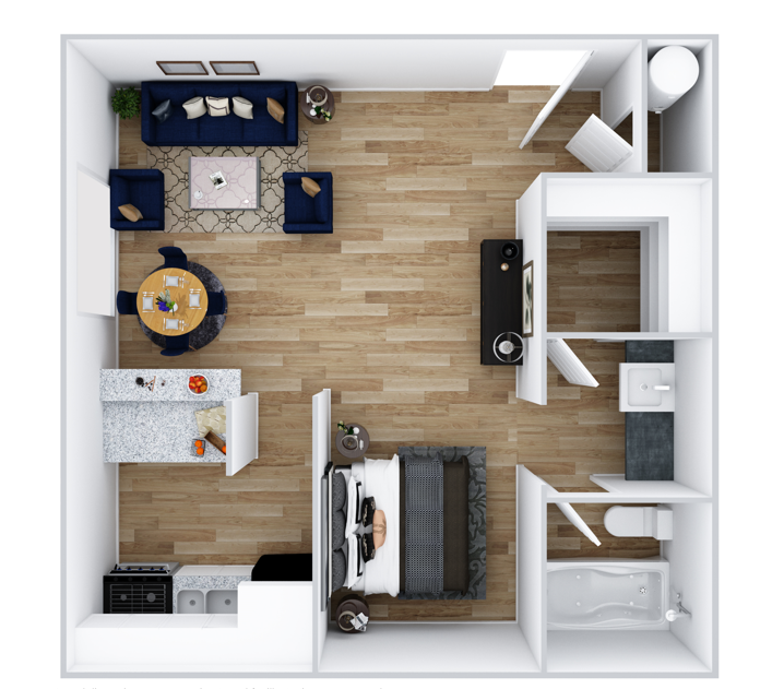 Floor plan for studio, 1 bath, 440 sqft
